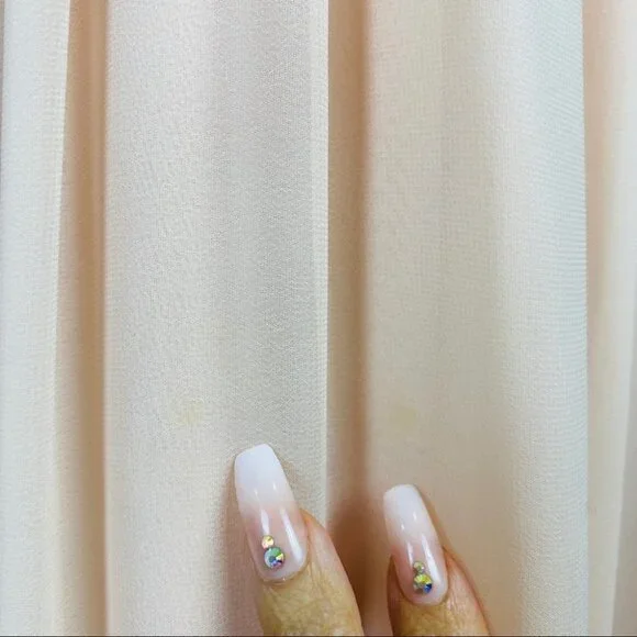 Azazie Elegant Floor Length Sleeveless Prom Wedding Guest Dress Light Peach - Picture 7 of 14